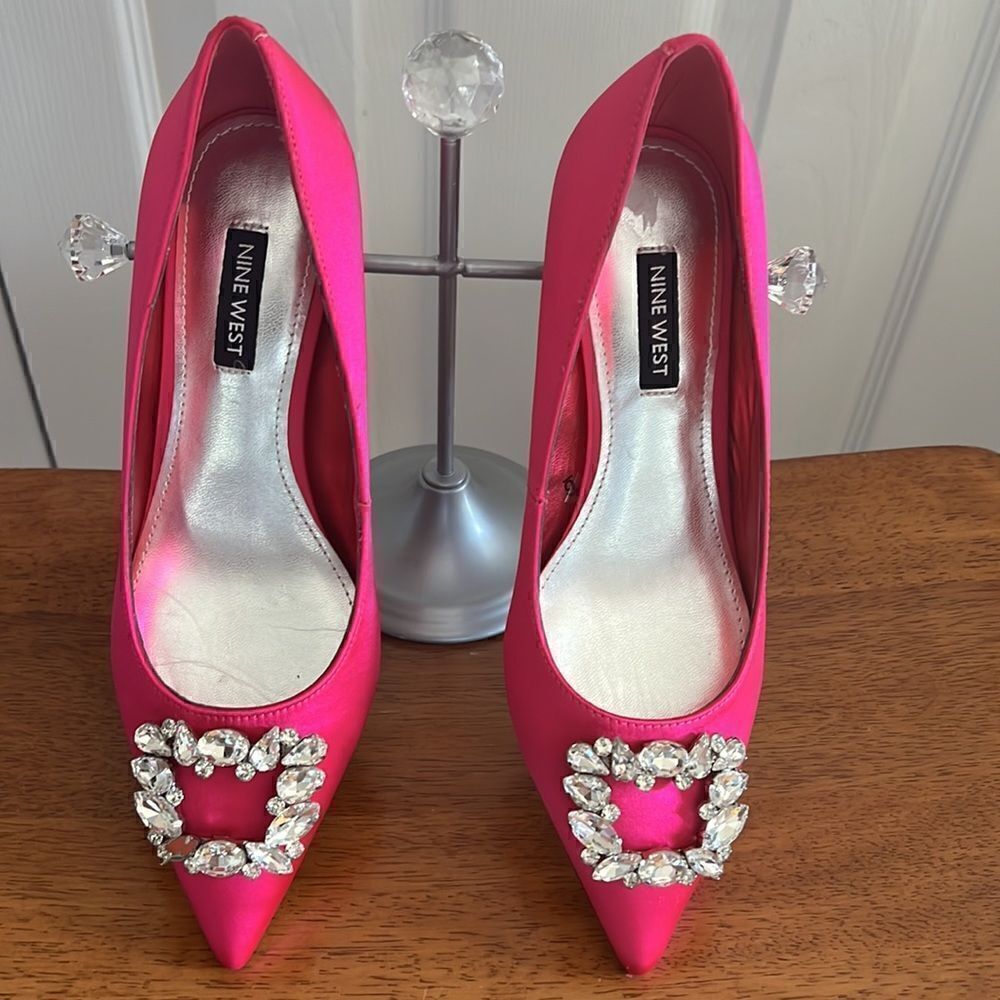 Nine West Avalon Satin Covered Jeweled Heel - Picture 4 of 14